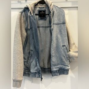 Hollister denim jacket with sweatshirt sleeves